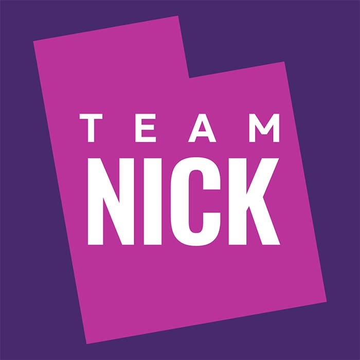 'Team Nick' on a pink Utah graphic