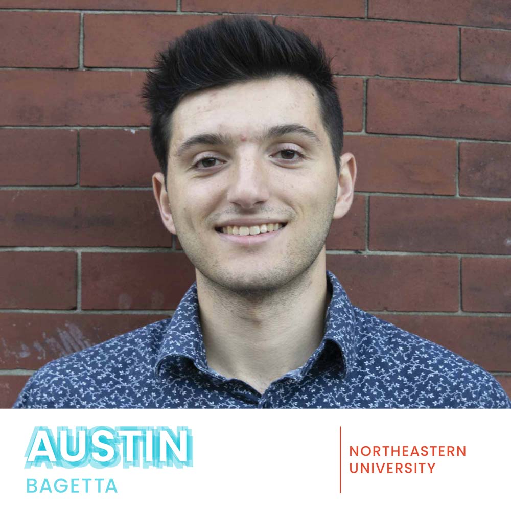 Headshot of Austin Bagetta with branded text