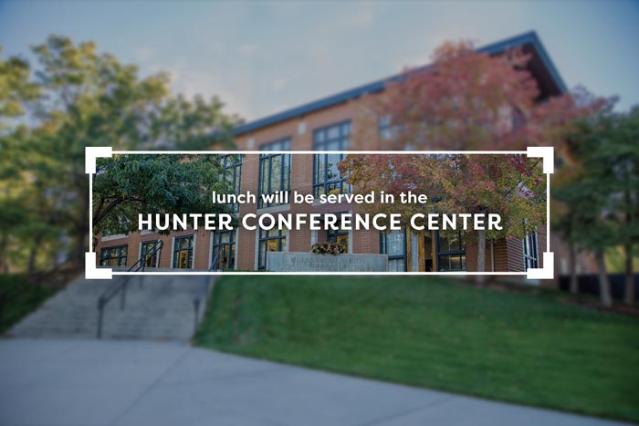 Image with text 'lunch will be served in the Hunter Conference Center