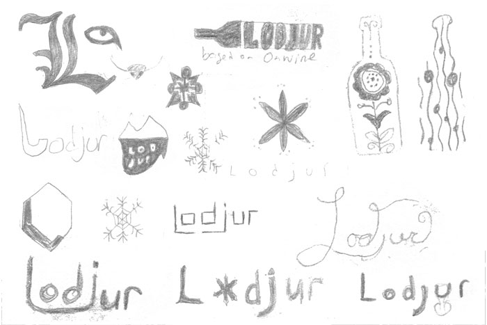 Various sketches from the logo ideation process