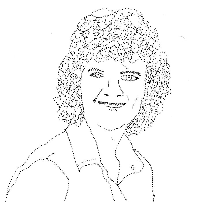 Stipled illustration of Sally Ride