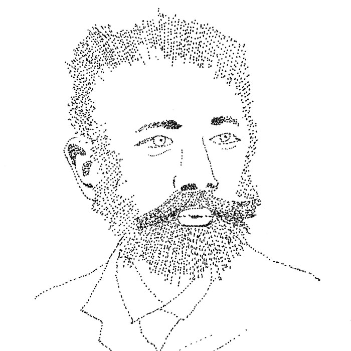 Stipled illustration of Pyotr Ilyich Tchaikovsky