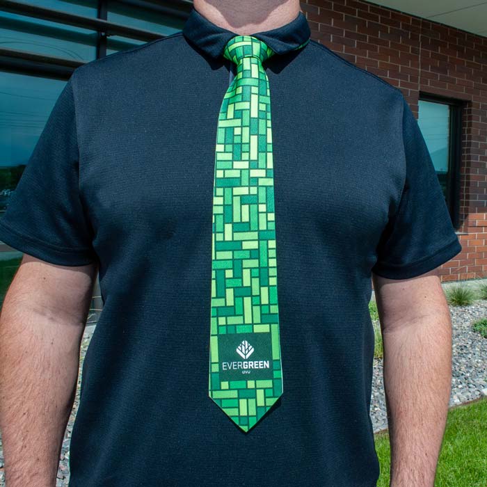 Man wearing a branded tie