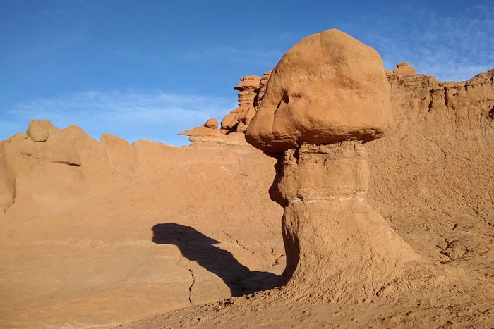 A small hoodoo, sometimes called a 'goblin,' in Goblin Valley State Park