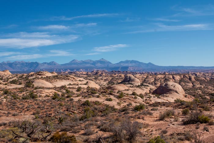 View of the La Sal Mountains from Arches National Park