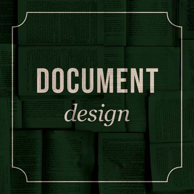 'Document design' on a green and cream background