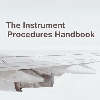 'Instrument Procedures Handbook' on a background with an airplane detail