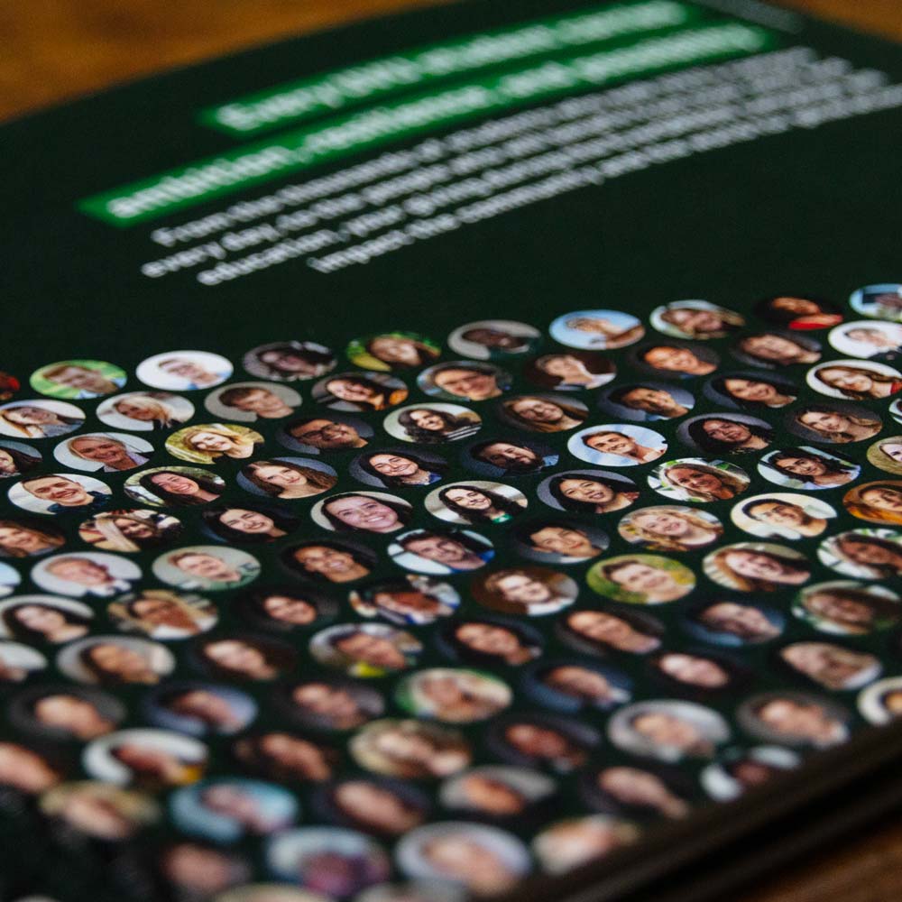 Detail shot of a document page showing student headshots