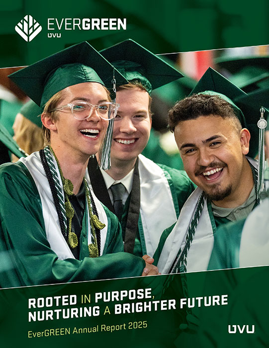 Report cover with a group of graduates smiling
