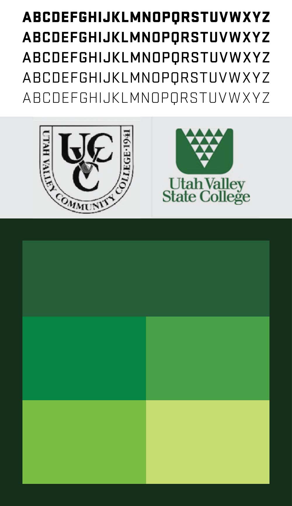 Green colors, an industrial font, and two previous institution logos