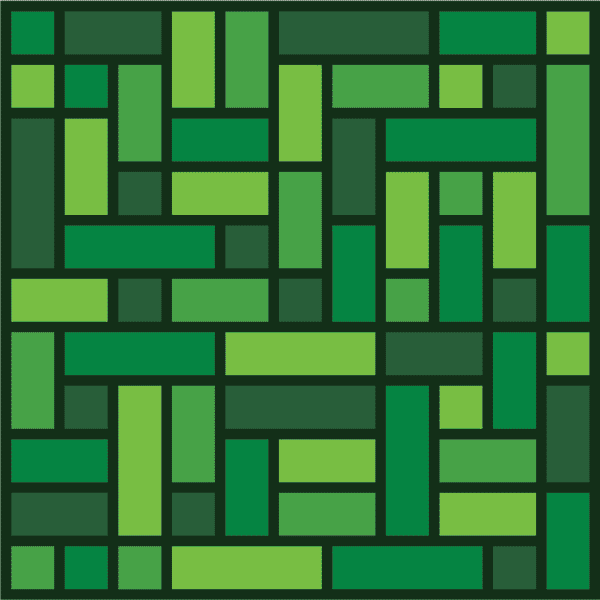 Minimalist pattern made of rectangles of various green colors