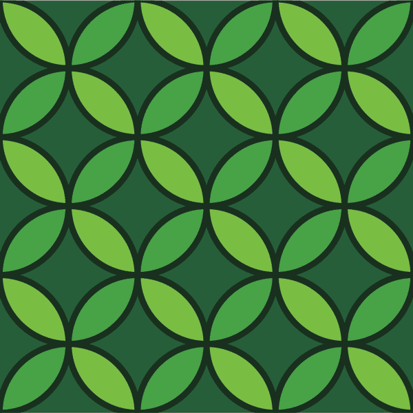 Minimalist pattern made of leaf shapes of various green colors