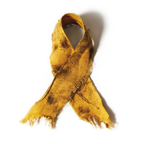 Yellow burlap ribbon