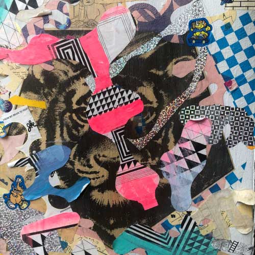 Collage of ripped paper